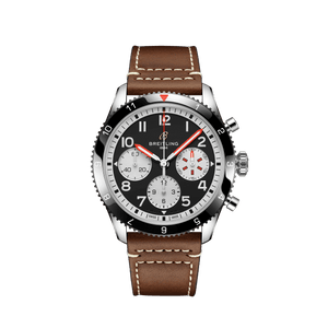 Breitling Avi Chronograph 42 Mosquito Black Dial Brown Leather Strap Watch for Men - Y233801A1B1X1