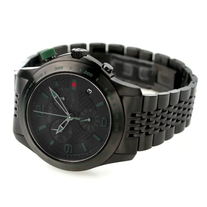 Gucci G Timeless Chronograph Black Dial Black Leather Strap Watch For Men - YA126244