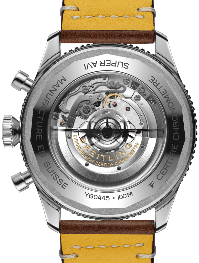 Breitling Super Avi B04 Chronograph GMT 46 Mosquito Black Dial Brown Leather Strap Watch for Men - YB04451A1B1X1