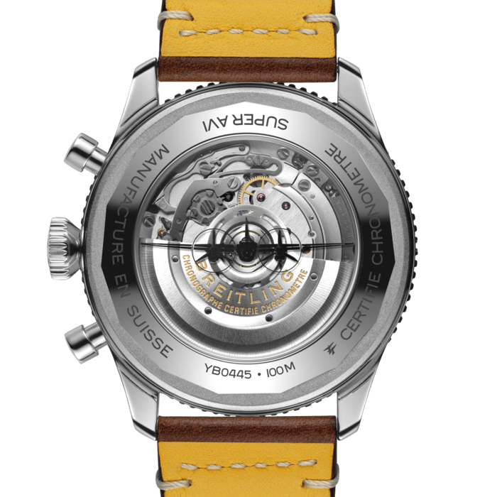 Breitling Super Avi B04 Chronograph GMT 46 Mosquito Black Dial Brown Leather Strap Watch for Men - YB04451A1B1X1