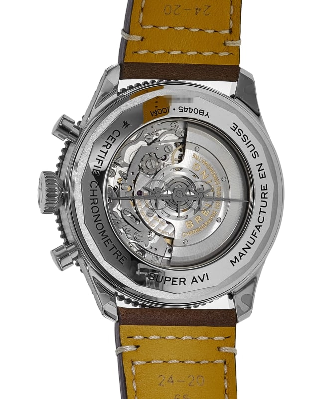 Breitling Super Avi B04 Chronograph GMT 46 Mosquito Black Dial Brown Leather Strap Watch for Men - YB04451A1B1X1