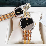 Movado Veturi Quartz Black Dial Two Tone Steel Strap Watch for Men - 0606932