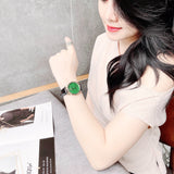 Gucci Le Marche Des Merveilles Quartz Green Dial Black Leather Strap Watch For Women - YA126463