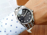 Bulova Crystal Collection Black Dial Silver Steel Strap Watch for Men - 96K104