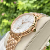 Tissot T Classic Carson Premium Automatic White Dial Rose Gold Steel Strap Watch for Men - T122.407.33.031.00