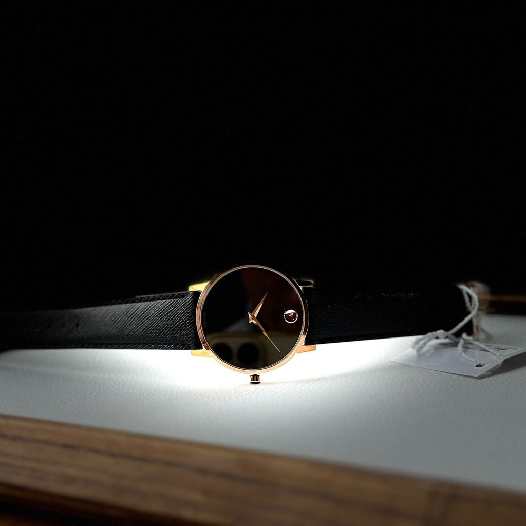 Movado Museum Classic Black Dial Black Leather Strap Watch for Men - 0607196