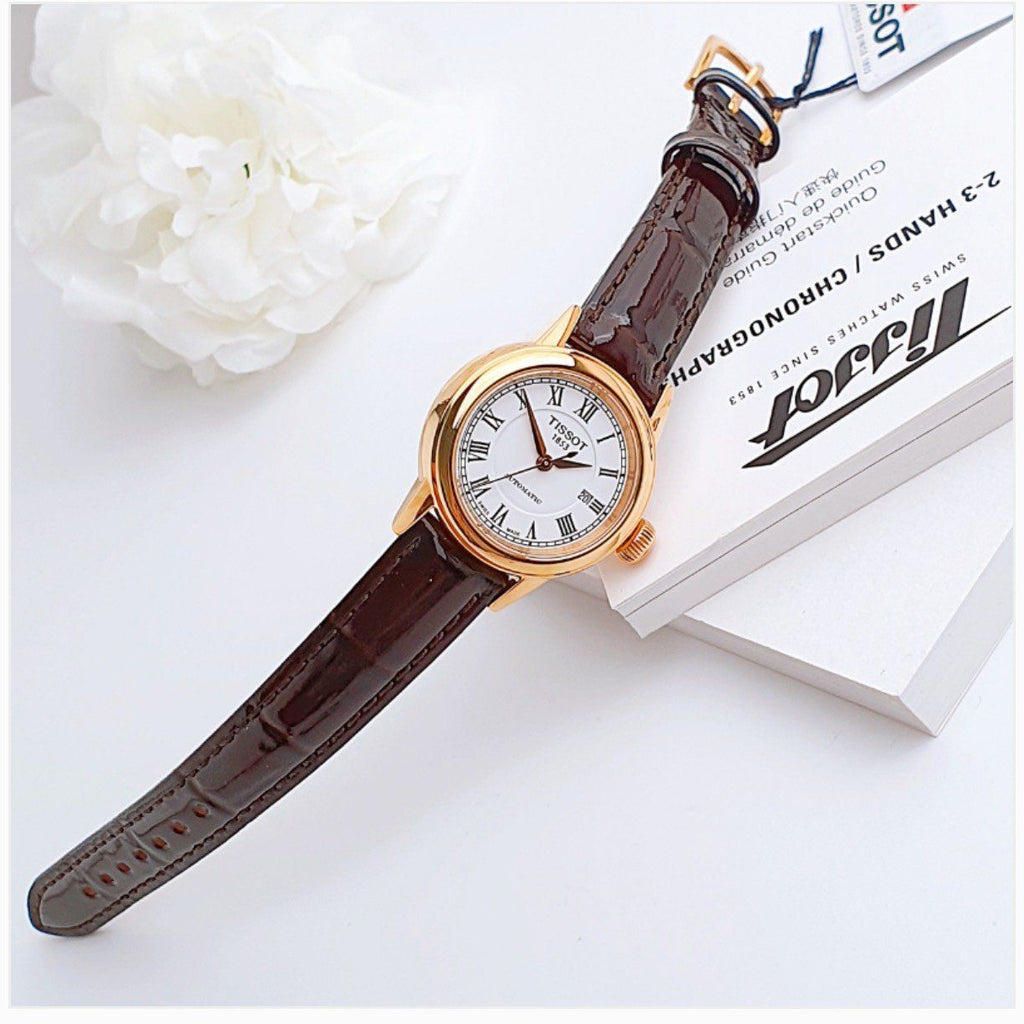 Tissot T Classic Carson White Dial Brown Leather Strap Watch For Women - T085.207.36.013.00