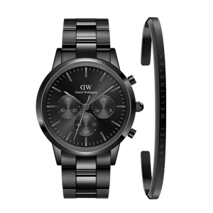 Daniel Wellington Iconic Chronograph Black Dial Black Steel Strap Watch For Men - DW00100642