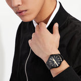 Armani Exchange Hampton Chronograph Black Dial Black Steel Strap Watch For Men - AX2413