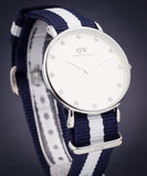 Daniel Wellington Classy Glasgow White Dial Two Tone Nylon Strap Watch For Women - DW00100082