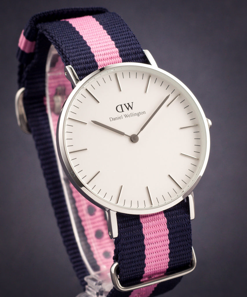 Daniel Wellington Classic Winchester White Dial Two Tone Nylon Strap Watch For Women - DW00100049