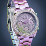Guess Confetti Chronograph Crystals Multicolor Dial Purple Steel Strap Watch For Women - GW0483L5