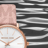 Michael Kors Pyper Quartz White Dial Pink Leather Strap Watch For Women - MK2859