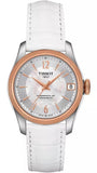 Tissot T-Classic Powermatic 80 Mother of Pearl Silver Dial White Leather Strap Watch For Women - T108.208.26.117.00