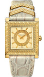Versace DV-25 Gold Dial Off White Leather Strap Watch for Women - VQF030015