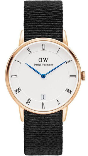 Daniel Wellington Dapper Cornwall White Dial Black Nylon Strap Watch For Women - DW00100263