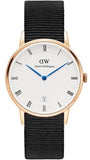 Daniel Wellington Dapper Cornwall White Dial Black Nylon Strap Watch For Women - DW00100263