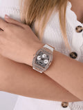 Guess Raven Diamonds Rose Gold Dial White Silicone Strap Watch for Women - GW0105L3