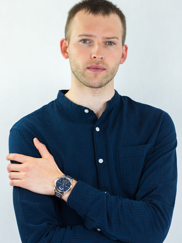 Tommy Hilfiger Kane Blue Dial Silver Steel Strap Watch for Men - 1710401