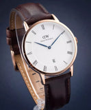 Daniel Wellington Dapper York White Dial Brown Leather Strap Watch For Men - DW00100085