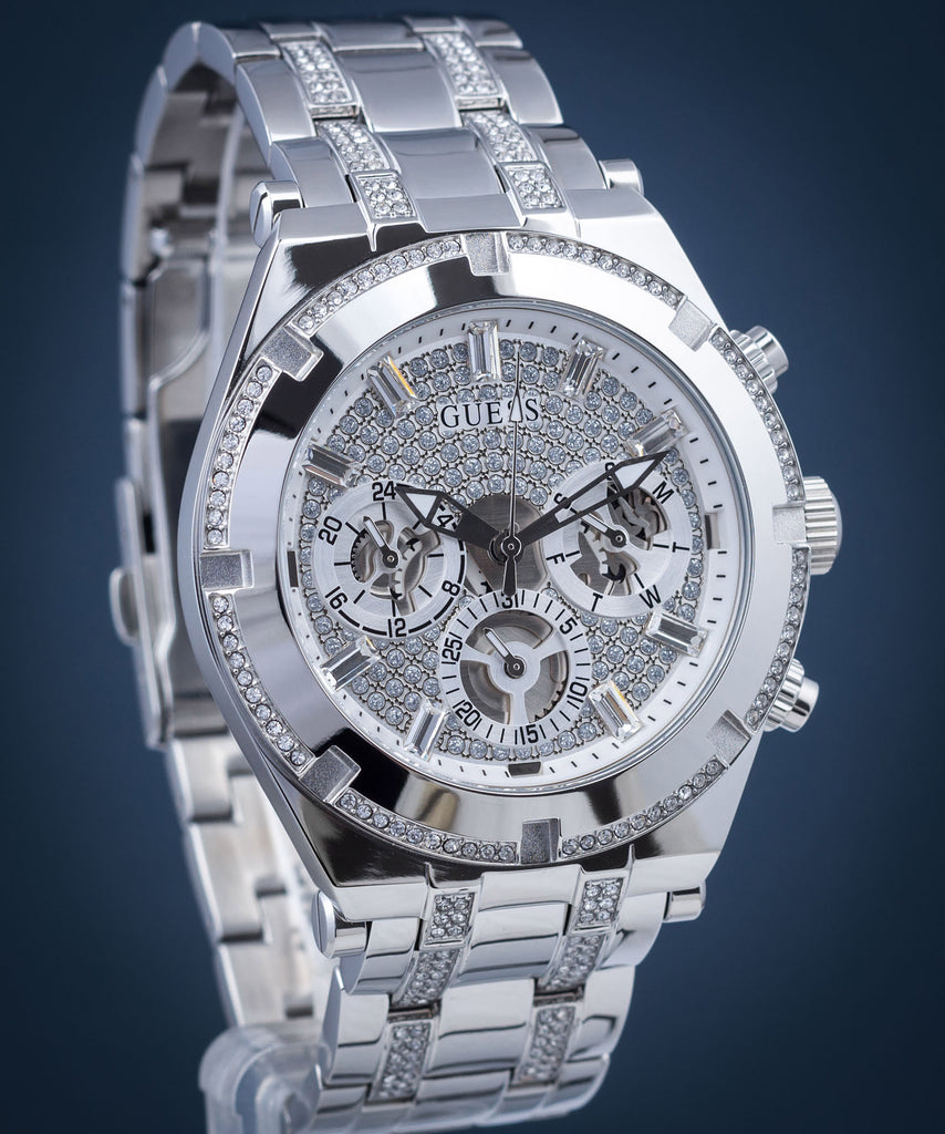 Guess Continental Silver Dial Silver Steel Strap Watch for Men - GW0261G1