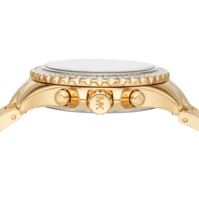 Michael Kors Everest Chronograph White Dial Gold Steel Strap Watch For Women - MK7212