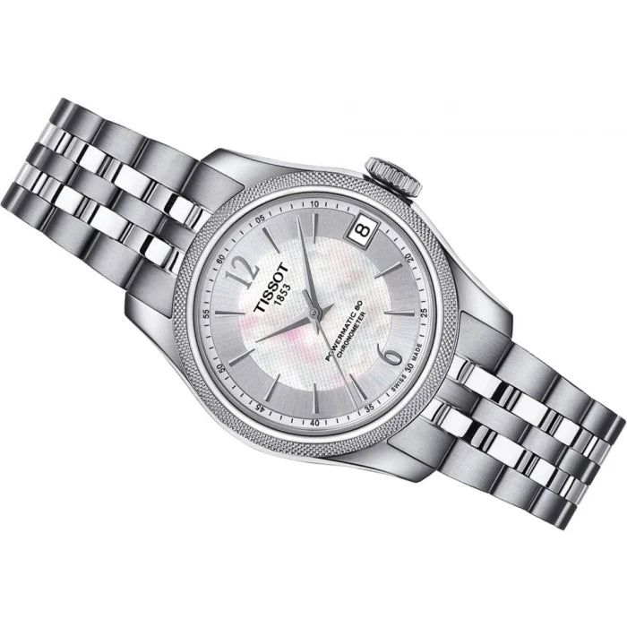 Tissot Ballade Powermatic 80 Automatic Mother of Pearl Dial Silver Steel Strap Watch For Women - T108.208.11.117.00