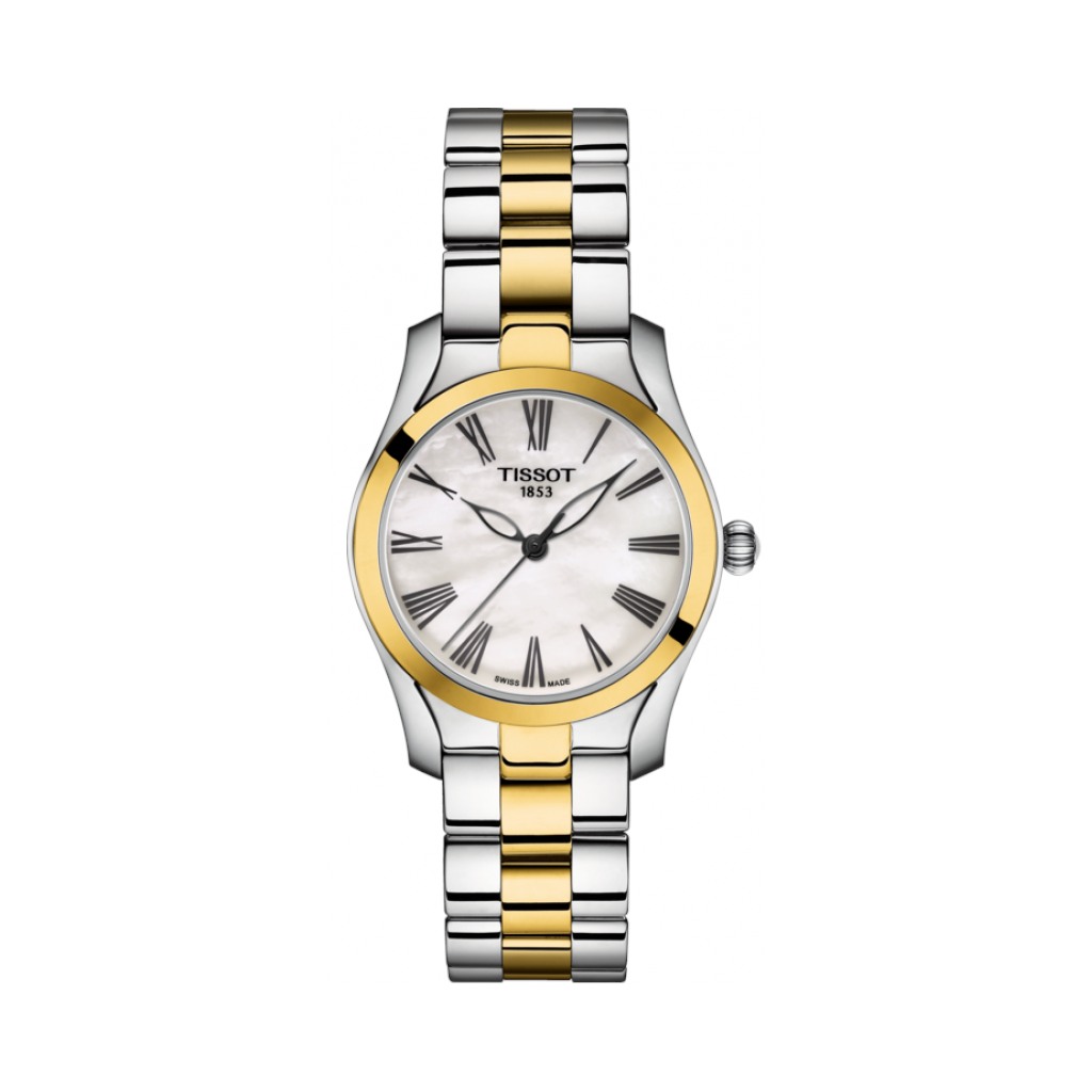 Tissot T Wave Quartz Mother of Pearl Dial Two Tone Steel Strap Watch for Women - T112.210.22.113.00