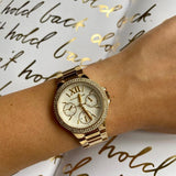 Michael Kors Mini Camille Chronograph White Dial Rose Gold Steel Strap Watch For Women - MK6844