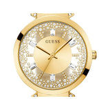 Guess Crystal Clear Analog Gold Dial Gold Steel Strap Watch for Women - GW0470L2