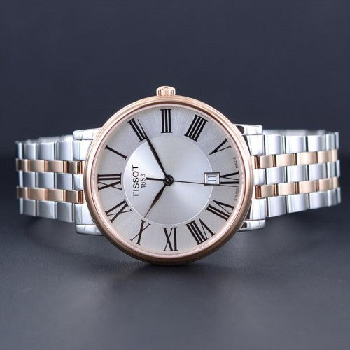 Tissot T Classic Carson Premium Silver Dial Two Tone Steel Strap Watch For Men - T122.410.22.033.00