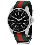 Gucci Dive Black Dial Two Tone NATO Strap Watch For Men - YA136206
