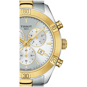 Tissot PR 100 Sport Chic Chronograph Silver Dial Two Tone Steel Strap Watch For Women - T101.917.22.031.00