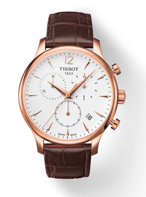 Tissot T Classic Tradition Chronograph White Dial Brown Leather Strap Watch For Men - T063.617.36.037.00