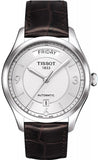 Tissot T Classic T One Automatic Silver Dial Brown Leather Strap Watch For Men - T038.430.16.037.00