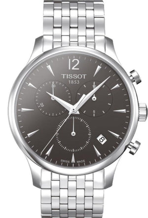 Tissot T Classic Tradition Chronograph Black Dial Silver Steel Strap Watch For Men - T063.617.11.067.00