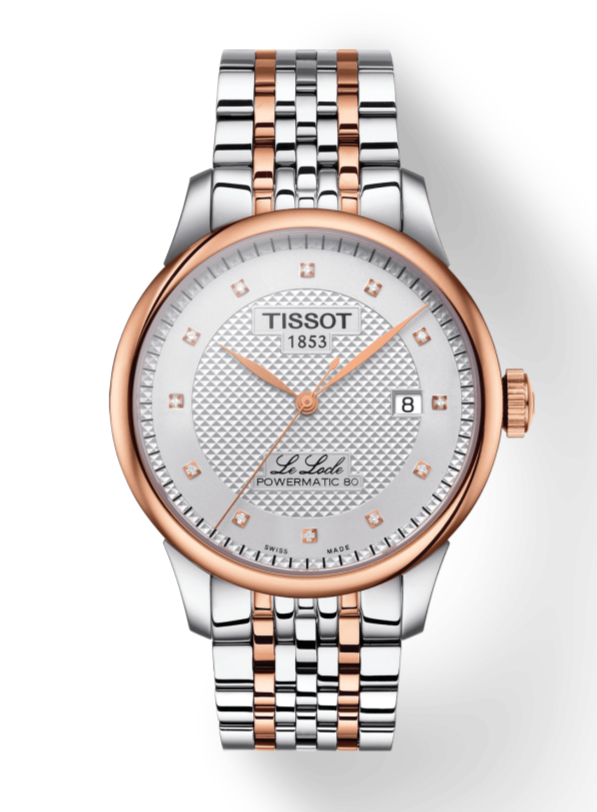 Tissot Le Locle Powermatic 80 Diamonds Silver Dial Two Tone Steel Strap Watch For Men - T006.407.22.036.01