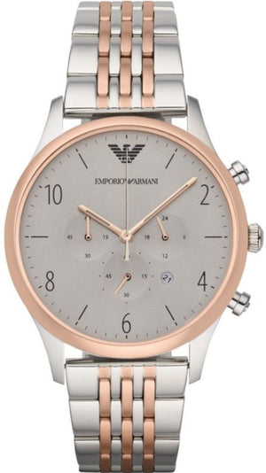 Emporio Armani Beta Chronograph Grey Dial Two Tone Steel Strap Watch For Men - AR1864