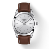 Tissot Gentleman Silver Dial Brown Leather Strap Watch For Men - T127.410.16.031.00