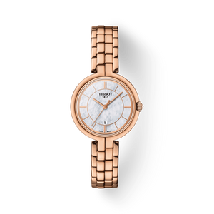 Tissot T Lady Flamingo Mother of Pearl Dial Rose Gold Steel Strap Watch For Women - T094.210.33.111.01