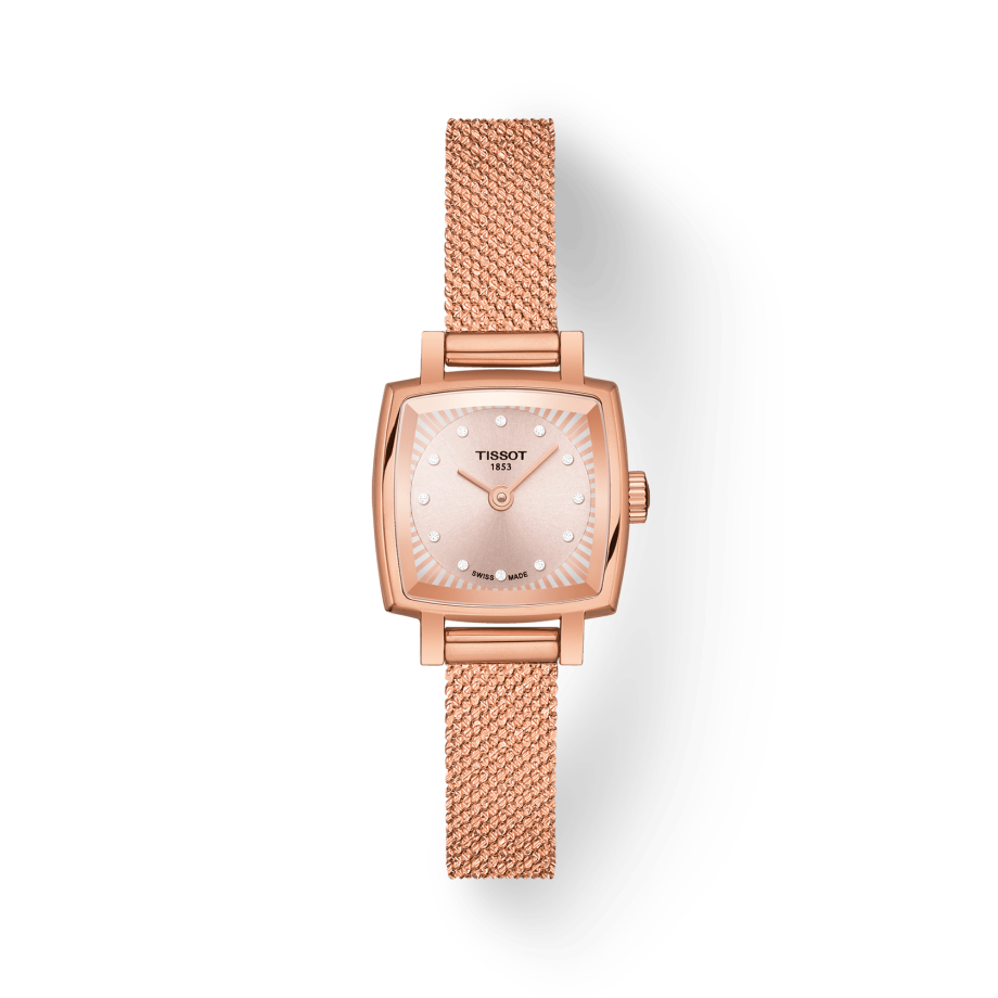 Tissot Lovely Square Lady Quartz Rose Gold Dial Rose Gold Mesh Bracelet Watch For Women - T058.109.33.456.00