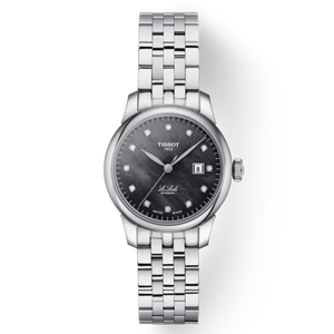 Tissot Le Locle Automatic Diamonds Mother of Pearl Black Dial Silver Steel Strap Watch For Women - T006.207.11.126.00