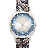 Gucci Grip Vintage Blue Dial Snakeskin Brown Leather Strap Watch for Women - YA152401