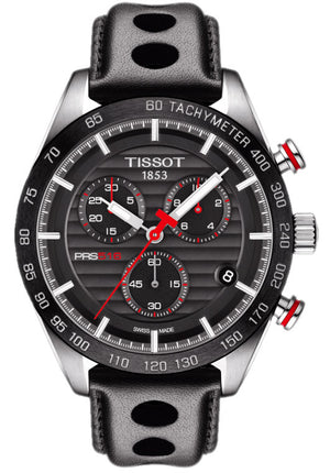 Tissot PRS 516 Chronograph Black Dial Black Leather Strap Watch For Men - T100.417.16.051.00