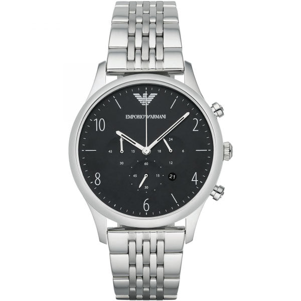 Emporio Armani Beta Chronograph Black Dial Steel Strap Watch For Men - AR1863