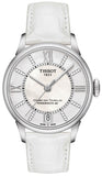 Tissot Chemin Des Tourelles Powermatic 80 Lady White Dial White Leather Strap Watch For Women - T099.207.16.116.00