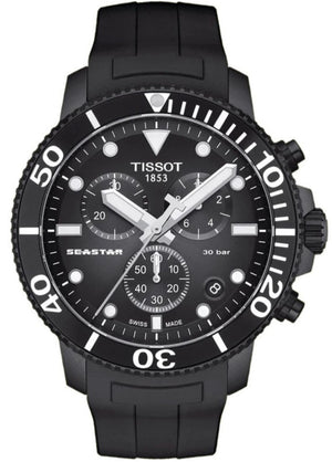 Tissot Seastar 1000 Chronograph Black Dial Black Rubber Strap Watch For Men - T120.417.37.051.02