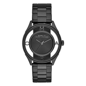 Marc Jacobs Tether Transparent Black Dial Black Steel Strap Watch for Women - MBM3415