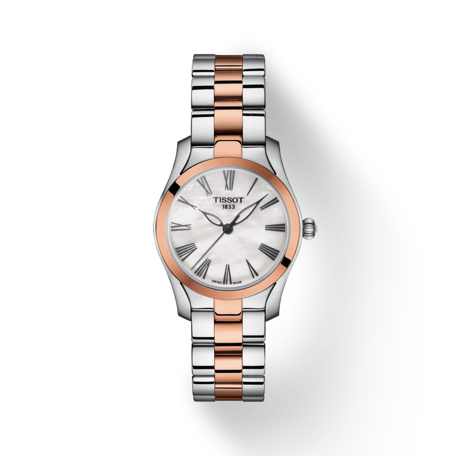 Tissot T Wave Mother of Pearl Dial Two Tone Steel Strap Watch For Women - T112.210.22.113.01
