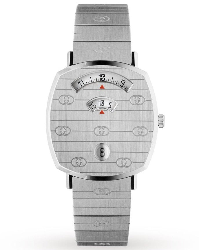 Gucci Grip Quartz Silver Dial Silver Steel Strap Watch For Women - YA157401